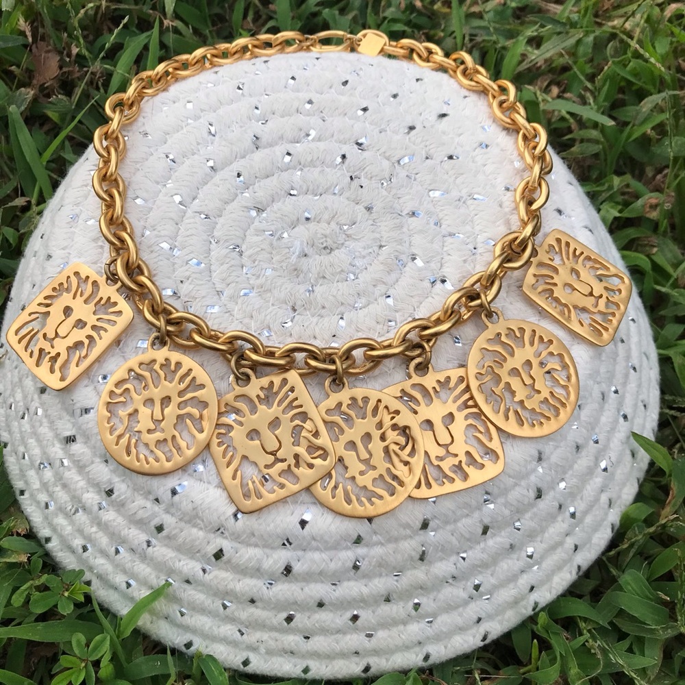 Vintage Anne Klein Chunky Gold Lion Necklace